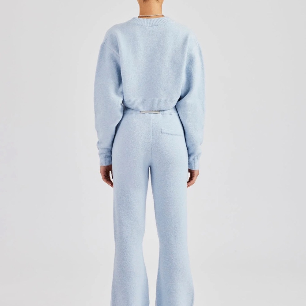 Women's Light Blue Knit Pants and Matching Sweater